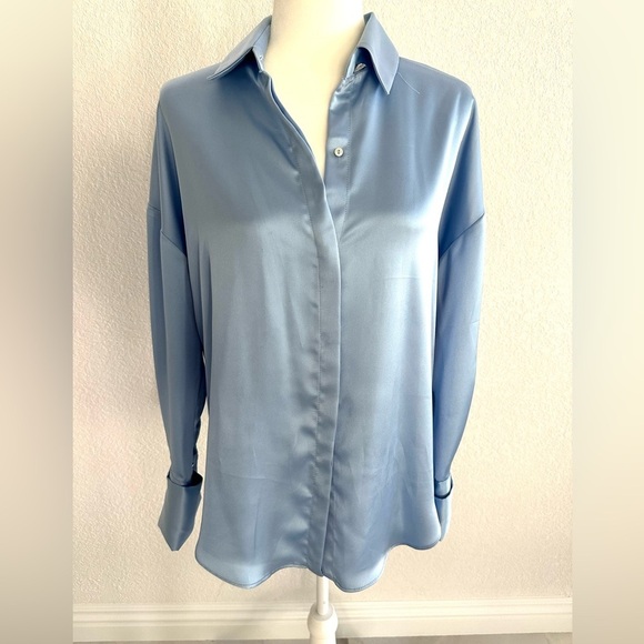 Zara Tops - Zara Powder Blue Oversized Women's Button Down Shirt